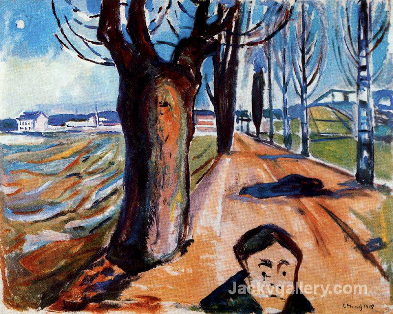 The Murderer in the Lane by Edvard Munch paintings reproduction